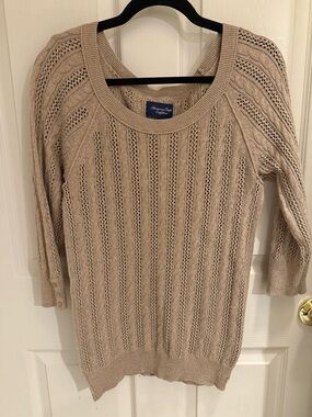 American Eagle-  Cocoa Open-Knit Sweater- women’s large